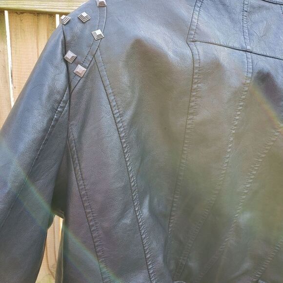 Black Faux Leather Moto Jacket - Picture 16 of 16